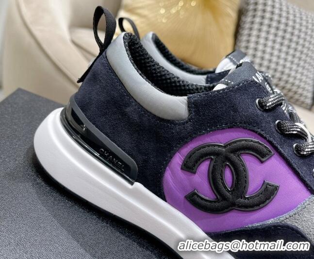 Luxurious Chanel Suede Sneakers Purple 111113