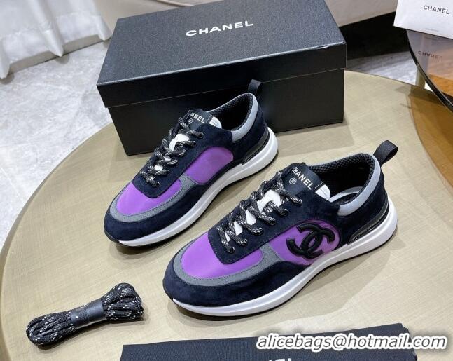 Luxurious Chanel Suede Sneakers Purple 111113