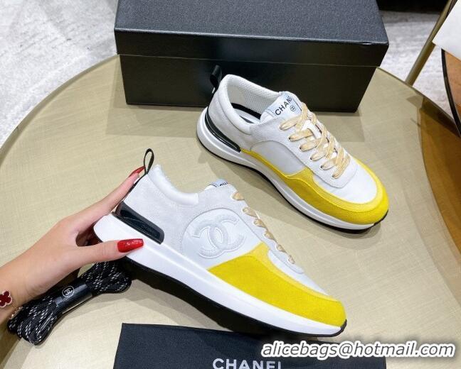 Good Quality Chanel Suede Sneakers 111113 Yellow