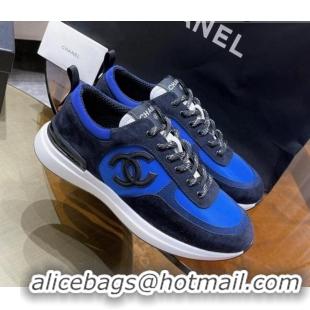 Good Looking Chanel Suede Sneakers 111113  Navy Blue