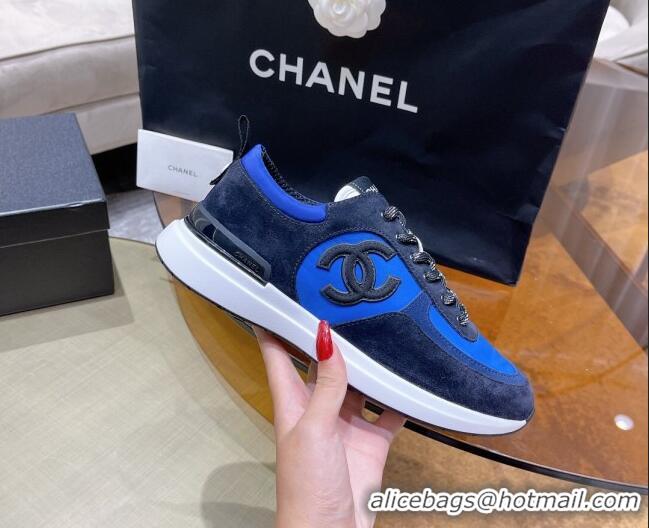 Good Looking Chanel Suede Sneakers 111113  Navy Blue