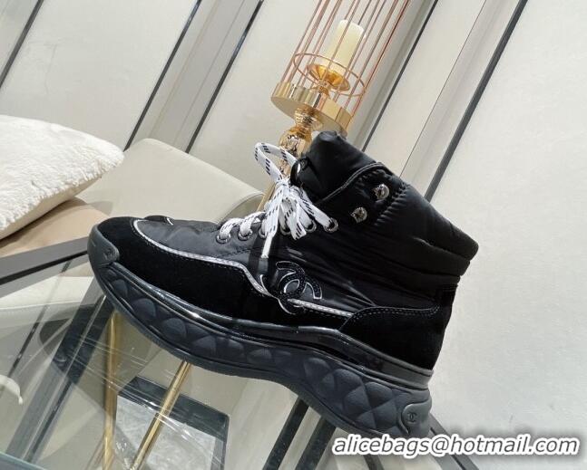 Good Taste Chanel Down High-Top Sneakers 111162 Black