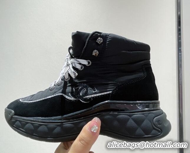 Good Taste Chanel Down High-Top Sneakers 111162 Black