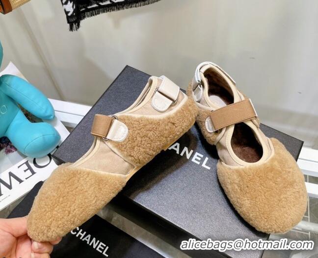 Unique Style Chanel Wool Mary Jane Shoes 111116 Brown