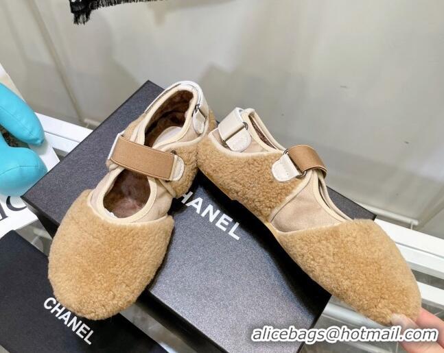 Unique Style Chanel Wool Mary Jane Shoes 111116 Brown