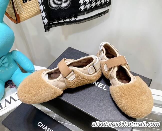 Unique Style Chanel Wool Mary Jane Shoes 111116 Brown