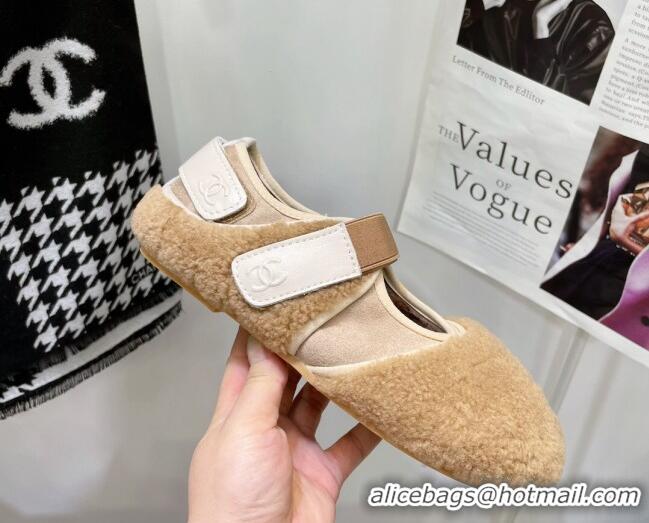 Unique Style Chanel Wool Mary Jane Shoes 111116 Brown