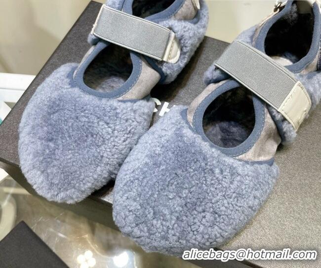 Top Design Chanel Wool Mary Jane Shoes 111116 Blue