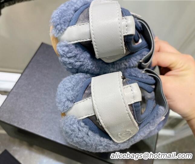 Top Design Chanel Wool Mary Jane Shoes 111116 Blue