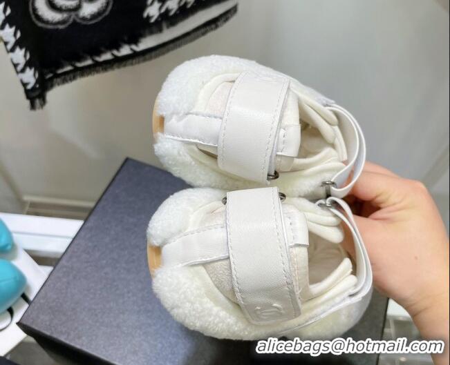 Pretty Style Chanel Wool Mary Jane Shoes 111116 White