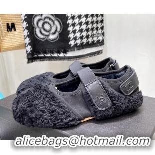 Cheap Price Chanel Wool Mary Jane Shoes 111116 Black