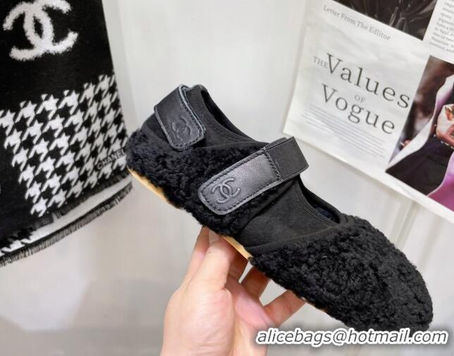 Cheap Price Chanel Wool Mary Jane Shoes 111116 Black