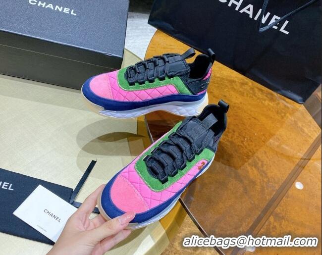 Best Product Chanel Suede Sneakers G38501 Pink/Green