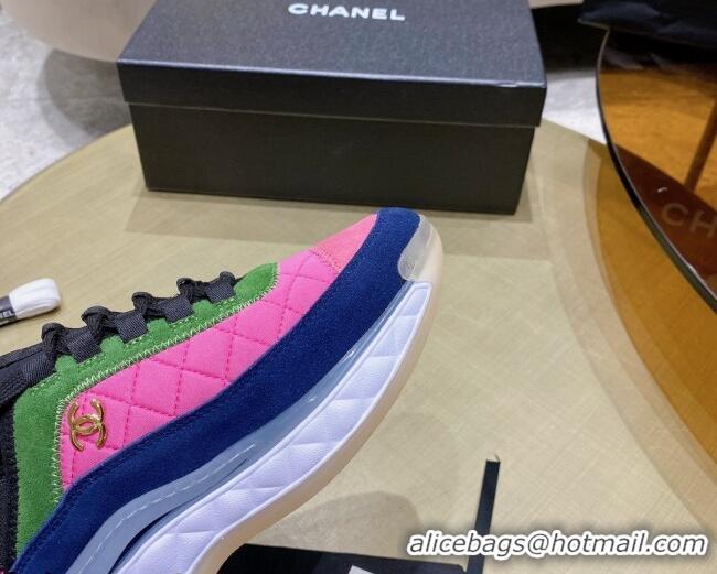 Best Product Chanel Suede Sneakers G38501 Pink/Green