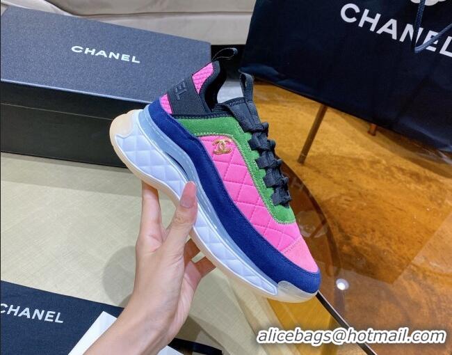 Best Product Chanel Suede Sneakers G38501 Pink/Green