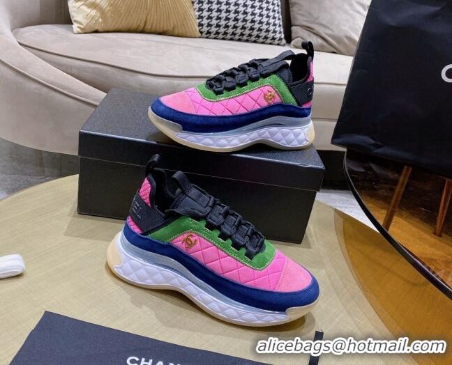 Best Product Chanel Suede Sneakers G38501 Pink/Green