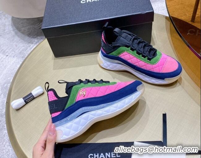 Best Product Chanel Suede Sneakers G38501 Pink/Green