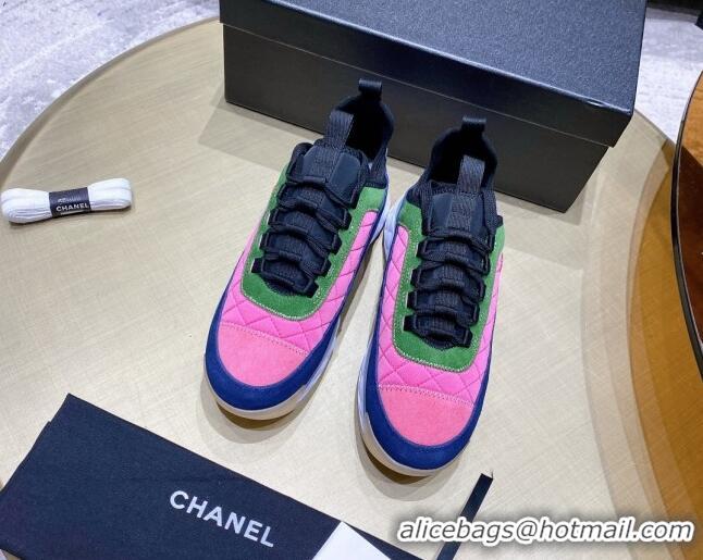 Best Product Chanel Suede Sneakers G38501 Pink/Green