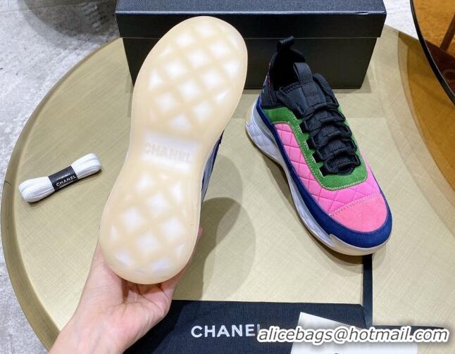 Best Product Chanel Suede Sneakers G38501 Pink/Green