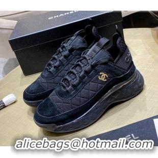 Shop Duplicate Chanel Suede Sneakers G38501 Black