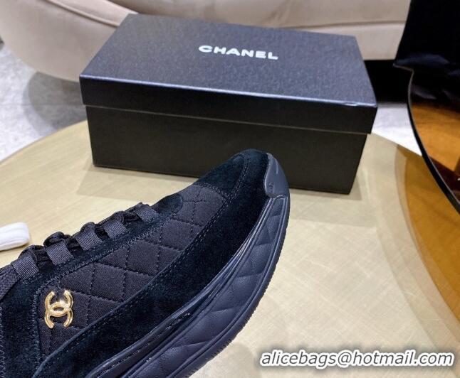 Shop Duplicate Chanel Suede Sneakers G38501 Black