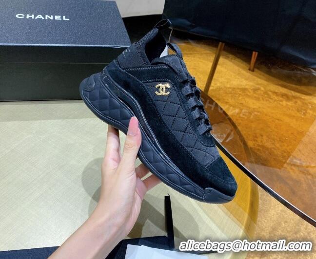 Shop Duplicate Chanel Suede Sneakers G38501 Black