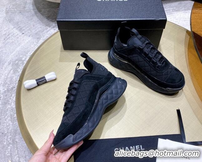 Shop Duplicate Chanel Suede Sneakers G38501 Black