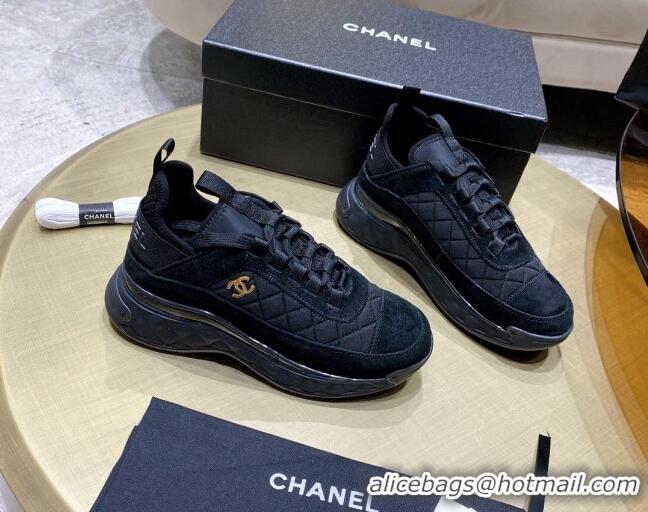 Shop Duplicate Chanel Suede Sneakers G38501 Black