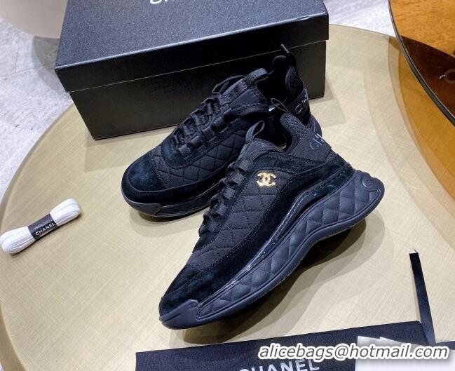 Shop Duplicate Chanel Suede Sneakers G38501 Black