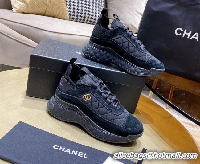 Shop Duplicate Chanel Suede Sneakers G38501 Black