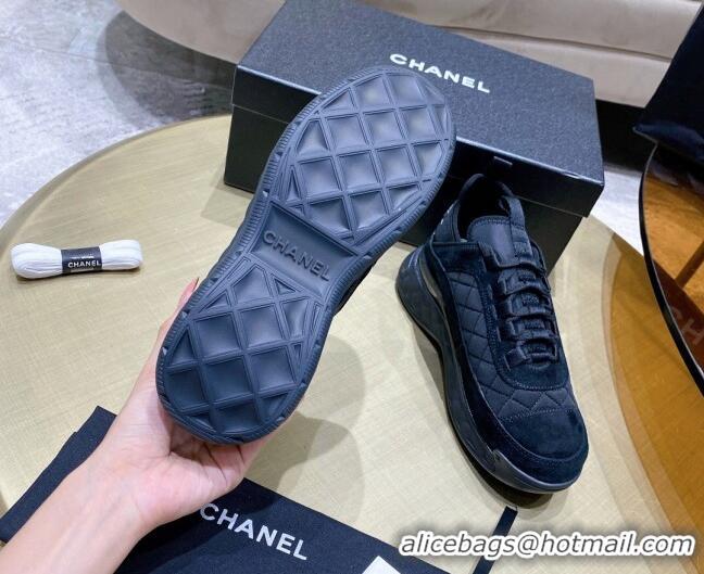 Shop Duplicate Chanel Suede Sneakers G38501 Black