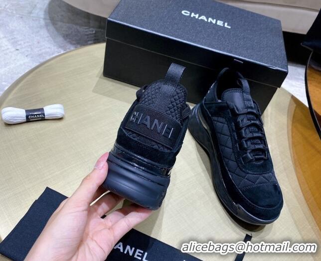 Shop Duplicate Chanel Suede Sneakers G38501 Black