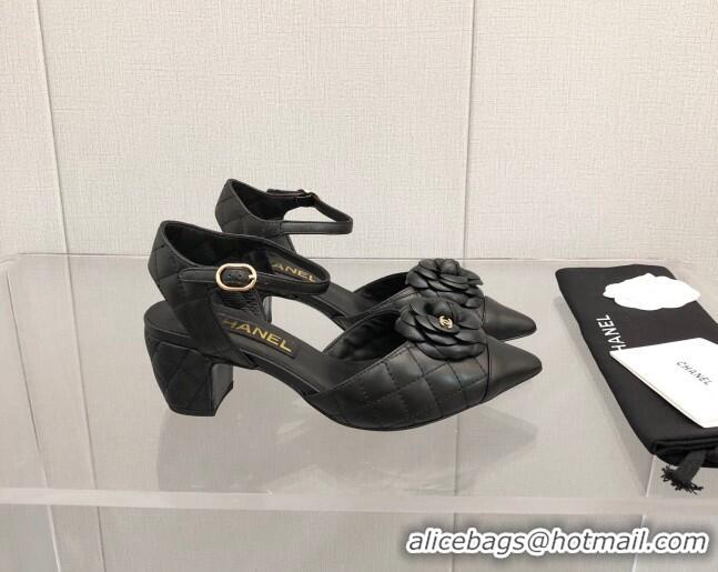 Stylish Chanel Quilted Lambskin Open Shoe/Slingback Pumps 5cm G38365 Black