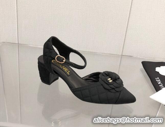 Hot Style Chanel Quilted Grosgrain Open Shoe/Slingback Pumps 5cm G38365 Black