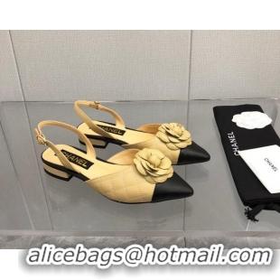 Good Product Chanel Quilted Lambskin Open Shoe/Slingback Pumps 2cm G38362 Beige