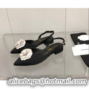 Unique Discount Chanel Quilted Grosgrain Open Shoe/Slingback Pumps 2cm G38362 Black/White