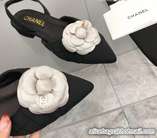 Unique Discount Chanel Quilted Grosgrain Open Shoe/Slingback Pumps 2cm G38362 Black/White