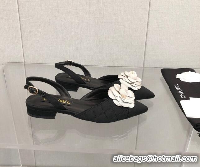 Unique Discount Chanel Quilted Grosgrain Open Shoe/Slingback Pumps 2cm G38362 Black/White