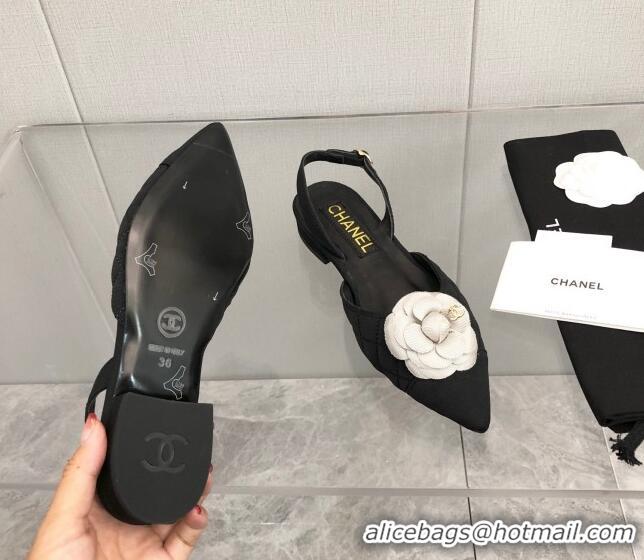 Unique Discount Chanel Quilted Grosgrain Open Shoe/Slingback Pumps 2cm G38362 Black/White