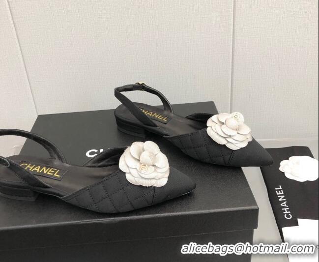 Unique Discount Chanel Quilted Grosgrain Open Shoe/Slingback Pumps 2cm G38362 Black/White