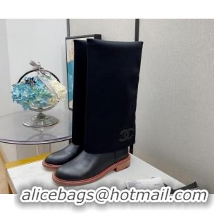 Popular Style Chanel Lambskin & Lycra High Boots 111138 Black