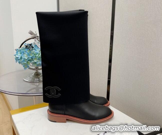 Popular Style Chanel Lambskin & Lycra High Boots 111138 Black