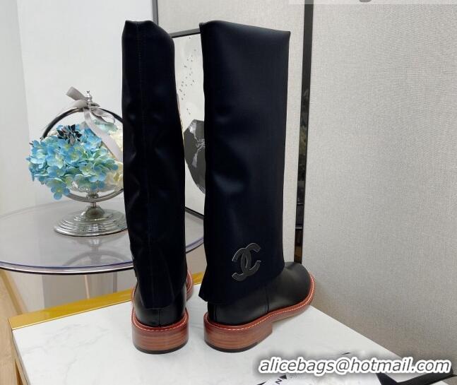 Popular Style Chanel Lambskin & Lycra High Boots 111138 Black