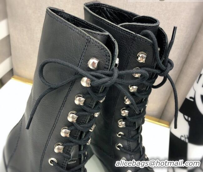 Most Popular Chanel Nappa Leather Lace-ups Boots 4.5cm 111147 Black