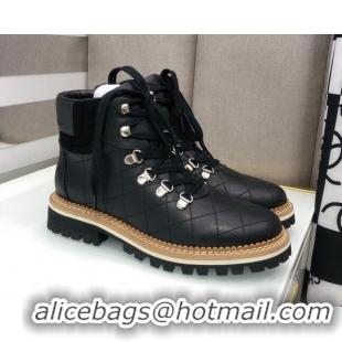 Best Quality Chanel Quilted Lace-ups Ankle Short Boots 3cm 111150 Black