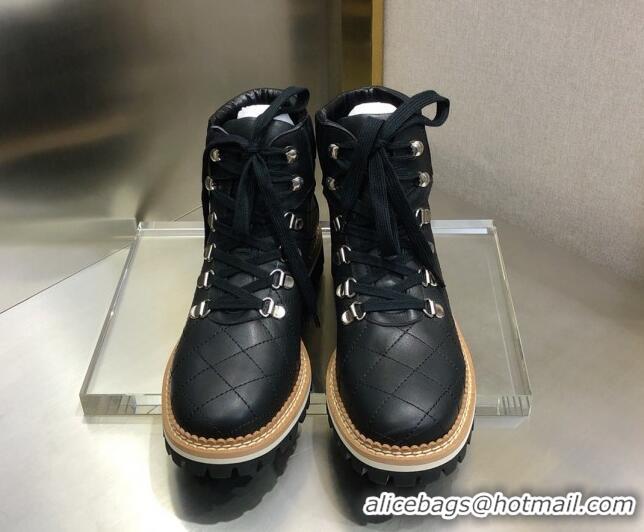 Best Quality Chanel Quilted Lace-ups Ankle Short Boots 3cm 111150 Black