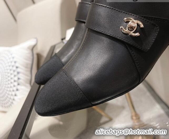 Low Cost Chanel Calfskin CC Buckle Short Boots 5cm 111153 Black