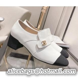 Grade Design Chanel Calfskin CC Buckle Pumps 5cm White 111156