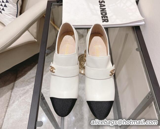 Grade Design Chanel Calfskin CC Buckle Pumps 5cm White 111156