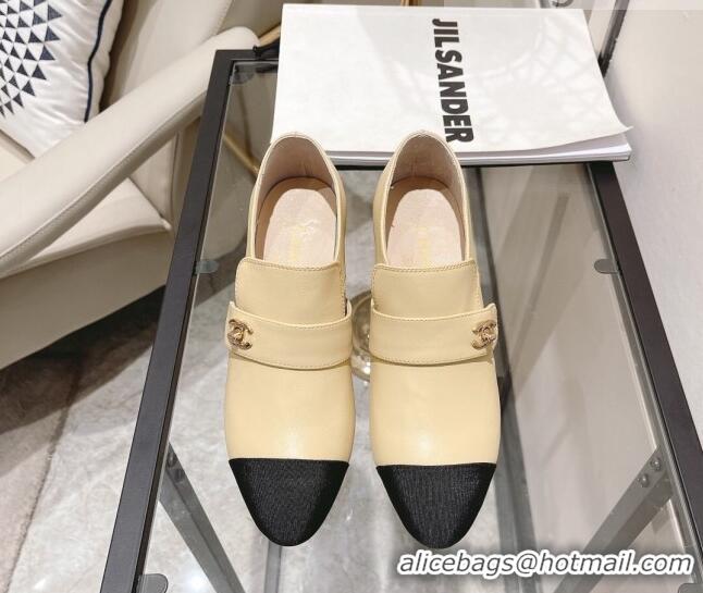 Good Product Chanel Calfskin CC Buckle Pumps 5cm 111156 Beige